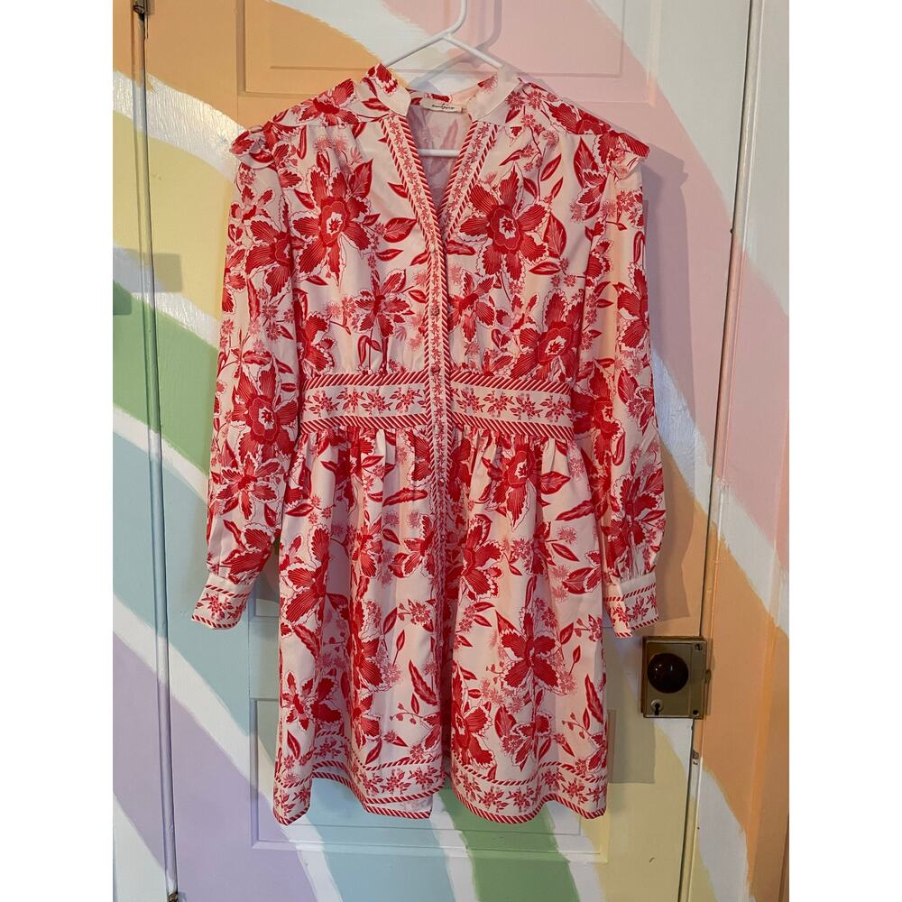SundayUp Floral Long Sleeve Fit & Flare Mini Dress Women Size M Boho Cottagecore